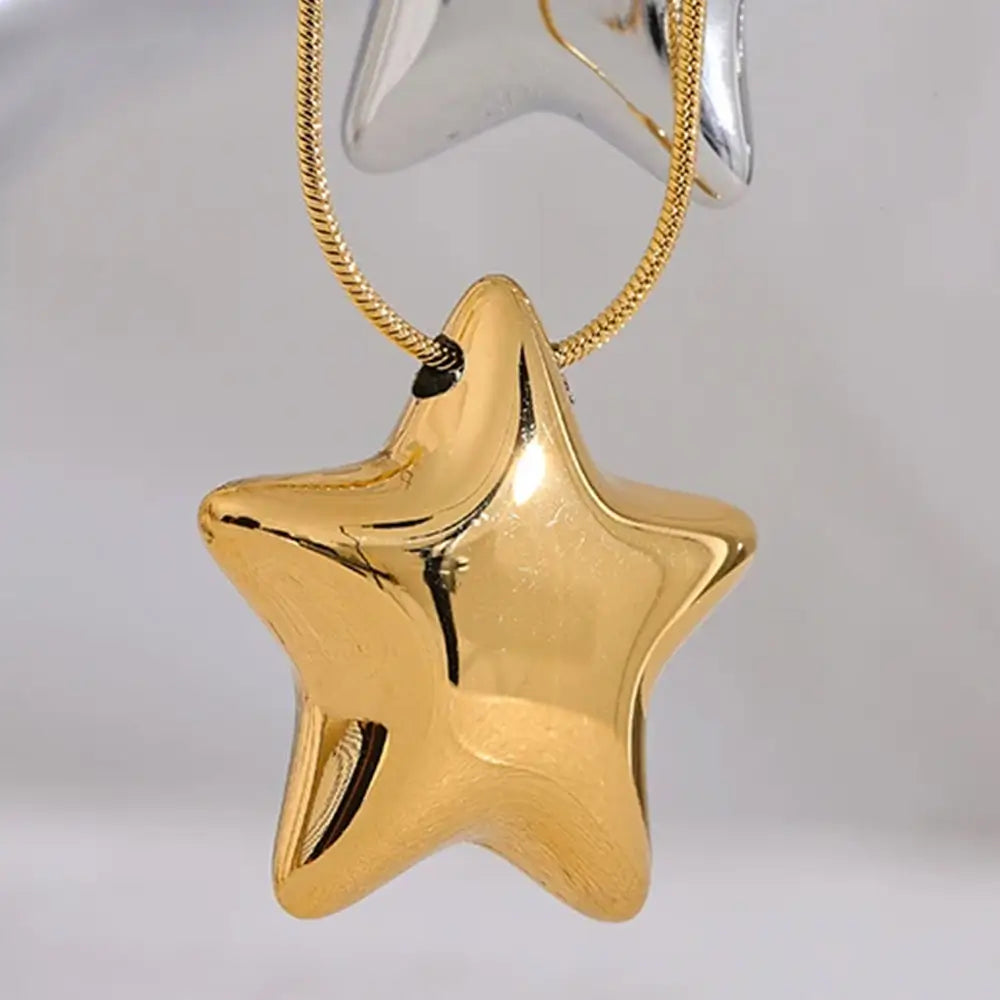 Colar Feminino Dourado Rabo de Rato com Pingente Estrela Stellara - Banhado a Ouro 18k