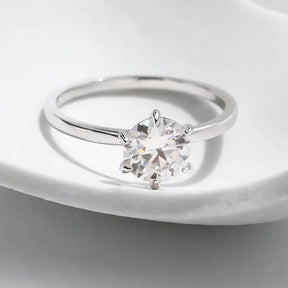 Anel Solitário Prata 925 com Moissanite 1 CT Eternalis - Banhado a Platina