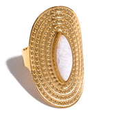 Anel Boho Ajustável Aurivana com Pedra Natural - Banhado a Ouro 18k Veliur