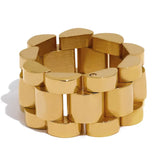 Anel Feminino Dourado Corrente Elos Eloséa - Banhado a Ouro 18k