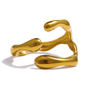 Anel Feminino Dourado Derretido Ajustável Lúmina - Banhado a Ouro 18k