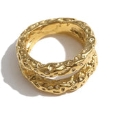 Anel Feminino Dourado Duplo Lua Lunessa - Banhado a Ouro 18k
