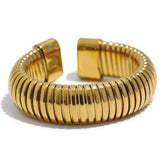 Anel Feminino Dourado Enrolado Ajustável Alúria - Banhado a Ouro 18k