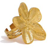 Anel Feminino Dourado Flor de 5 Pétalas Ajustável Florença - Banhado  a Ouro 18k
