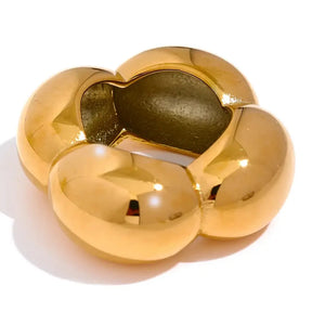 Anel Feminino Dourado Flor Oca Fiorella - Banhado a Ouro 18k