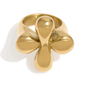 Anel Feminino Dourado Gota Cruzada Gotalia - Banhado  a Ouro 18k