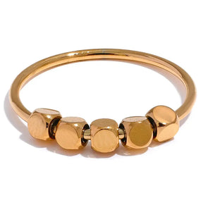 Anel Structuré de Contas Quadradas - Banhado a Ouro 18k Veliur