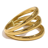 Anel Feminino Dourado Três Linhas Trielli - Banhado em Ouro 18k