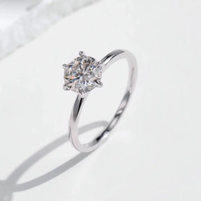 Anel Solitário Prata 925 com Moissanite 1 CT Eternalis - Banhado a Platina