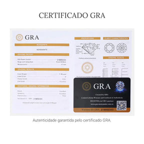 Anel Solitário em Prata 925 com Moissanite 1CT e Banho a Platina Eternalis Veliur