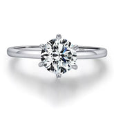 Anel Solitário em Prata 925 com Moissanite 1CT e Banho a Platina Eternalis Veliur