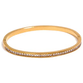 Bracelete Dourado Fino Feminino Elizara Cravejado com Zircônias - Banhado a Ouro 18k
