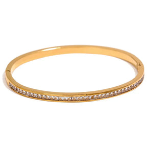 Bracelete Dourado Fino Feminino Elizara Cravejado com Zircônias - Banhado a Ouro 18k