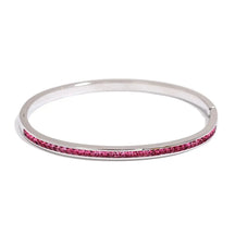 Bracelete Prata Fino Feminino Elizara Cravejado com Zircônias Vermelhas - Banhado a Platina