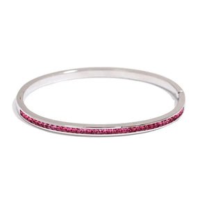Bracelete Prata Fino Feminino Elizara Cravejado com Zircônias Vermelhas - Banhado a Platina