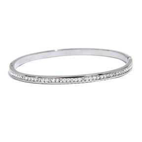Bracelete Prata Fino Feminino Elizara Cravejado com Zircônias - Banhado a Platina