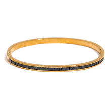 Bracelete Dourado Fino Feminino Elizara Cravejado com Zircônias Pretas - Banhado a Ouro 18k
