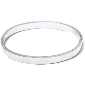 Bracelete Prata Feminino rígido clássico Eloah com acabamento espelhado em platina