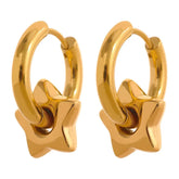 Brinco Argola Feminino Dourado com Pingente de Estrela Estelari - Banhado a Ouro 18k