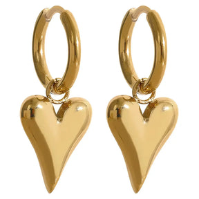 Brinco Argola Feminino Dourado com Pingente de Coração Coraelle - Banhado a Ouro 18k