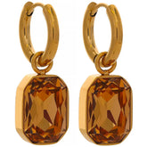 Brinco Feminino Argola Dourada com Pingente de Zircônia Corte Esmeralda Elina - Banhado a Ouro 18k