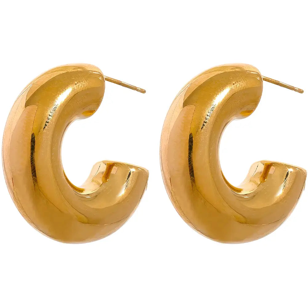 Brinco Feminino Argola Dourada Auria em ouro 18k com acabamento espelhado