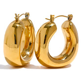 Brinco Feminino Argola Dourada Grossa Chunky Véria - Banhado a Ouro 18k