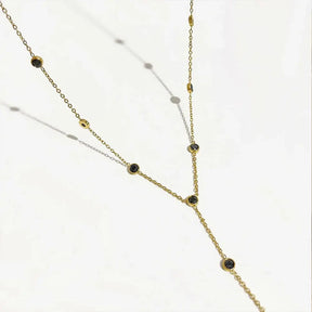 Colar em Y Liriane com Elos Pequenos e Zircônias - Banhado a Ouro 18k Veliur