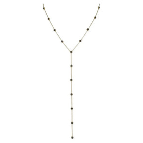 Colar em Y Liriane com Elos Pequenos e Zircônias - Banhado a Ouro 18k Veliur
