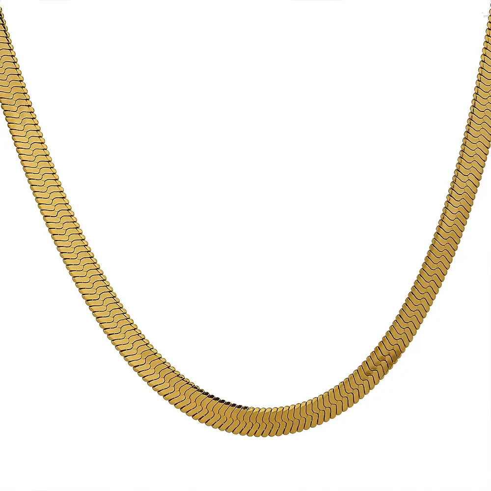 Colar Feminino Dourado de corrente cobra lacraia Aurea em fundo branco com detalhes nítidos e acabamento brilhante