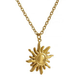 Colar Feminino Dourado Elos Redondos com Pingente de Sol Heliora - Banhado a Ouro 18k