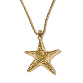 Colar Feminino Dourado Longo Cordão Baiano com Pingente Estrela do Mar Marella - Banhado a Ouro 18k