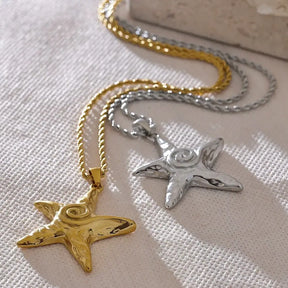 Colar Feminino Dourado Longo Cordão Baiano com Pingente Estrela do Mar Marella - Banhado a Ouro 18k