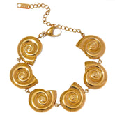 Pulseira Feminina Dourada Conchas de Caracol Sirena - Banhada a Ouro 18k