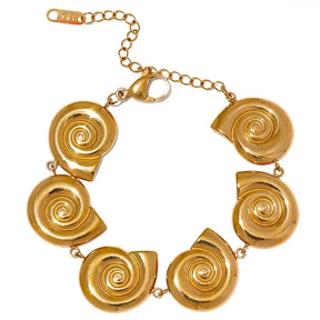 Pulseira Feminina Dourada Conchas de Caracol Sirena - Banhada a Ouro 18k