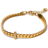 Pulseira Feminina Dourada Corrente Cubana com Zircônias Havana - Banhada a Ouro 18k