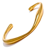 Pulseira Feminina Dourada Cuff Irregular Ajustável Aurora - Banhada a Ouro 18k