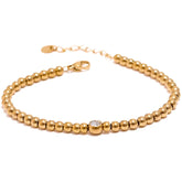 Pulseira Feminina Dourada de Contas com Zircônia Dalila - Banhada a Ouro 18k