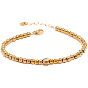 Pulseira Feminina Dourada de Contas com Zircônia Dalila - Banhada a Ouro 18k