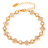 Pulseira Feminina Dourada de Flores e Círculos de Zircônias Belle Époque - Banhada a Ouro 18k
