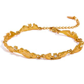 Pulseira Feminina Dourada Ondas com Zircônias Cúbicas Elara - Banhada a Ouro 18k